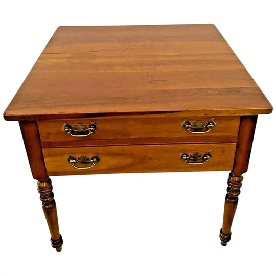stickley Side Table Nightstand American Colonial Solid Cherry Wood Two Drawers