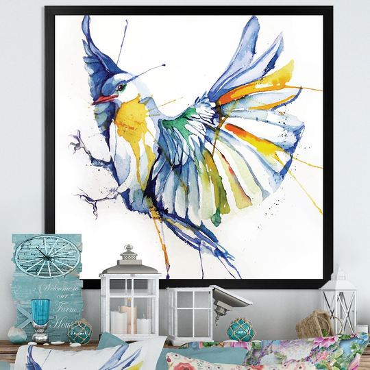 Designart 'Colorful Style Bird' Traditional Framed Wall Decor