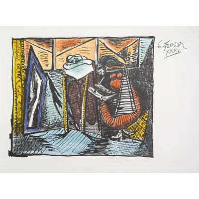 Femme Dessinant, Femme Assoupi by - Painting on