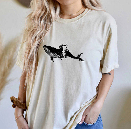 Comfort Colors Celestial Whale Shirt, Top, Animals T-Shirt, Comfy Oversized Boho Shirt