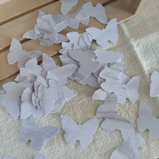 Tea Party Gray Marble Butterfly Confetti 50Ct, Shabby Chic Garden Decor, Bridal Confetti, Fairy No321
