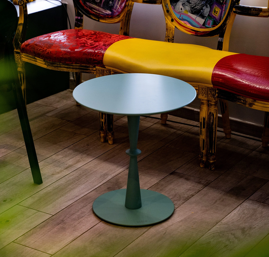 Small Coffee Table | Dhalia Sage Green Round Chess Bed Side Wooden Office Furniture