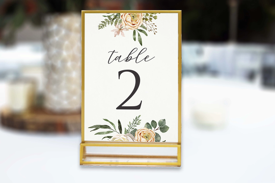 Wedding Table Sign With Gold Stand Numbers Trim Acrylic Number Gtn-2