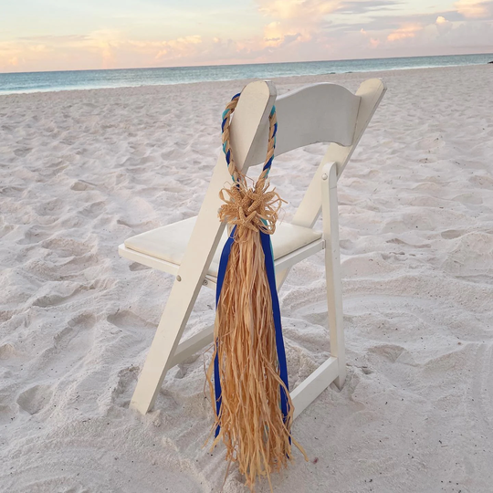 Satin Beach Chair Decorations, Aisle Decor, Starfish Hangers, Wedding, Destination Seashells, Decor