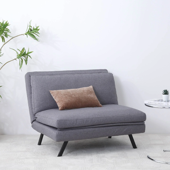 5 Positions Adjustable Sofa Bed, Linen Fabric Lazy Floor Chair for Bedroom Office, with Adjustable Backrest, Polyester