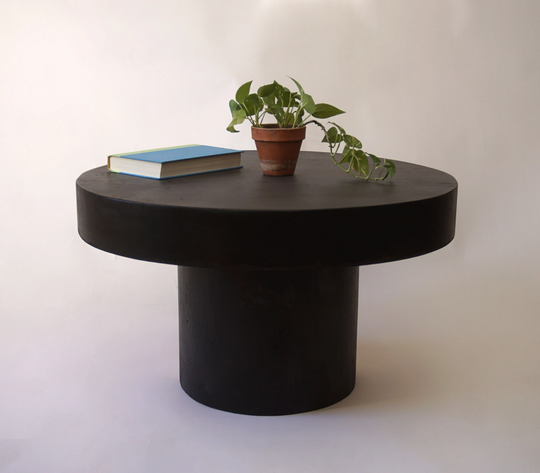 Low Circular Round Pedestal Coffee Table. Modern Table - Black