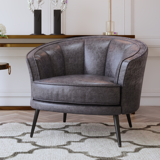 PU Leather Tub Barrel Chair Accent Chair