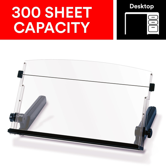 3M Clear/Black Adjustable In-Line Document Copy Holder - 4" x 18" x 11"