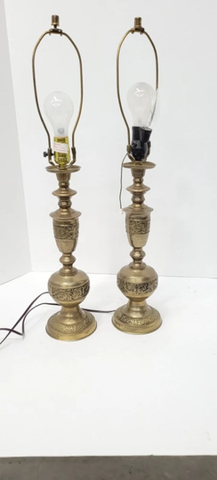 Vintage Brass Table Lamps James Mont Style Boho Chic Hollywood Regency Mid Century