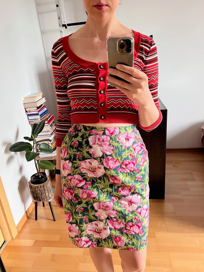 Cacharel Vintage Floral Print Pencil Skirt Size M