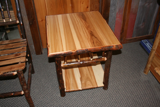 Hickory Log Table - Old Fashioned Hickory Side Table