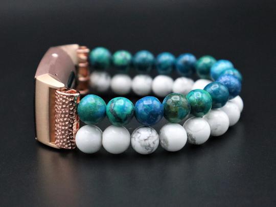Handmade Gemstone Fitbit Charge 5, 4 & 3 2 Watchband, Custom Size Bracelet Watch Band With Stretchy Cord