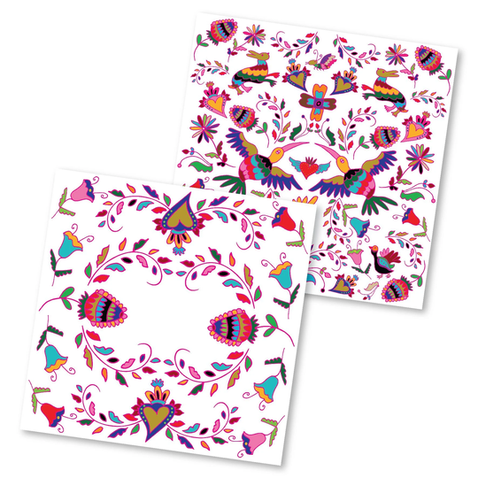 Set Of 2 Table Trivets, Square Pink Mexican Modern Pan Vinyl Mats For Dinner Table, Bohemian Decor