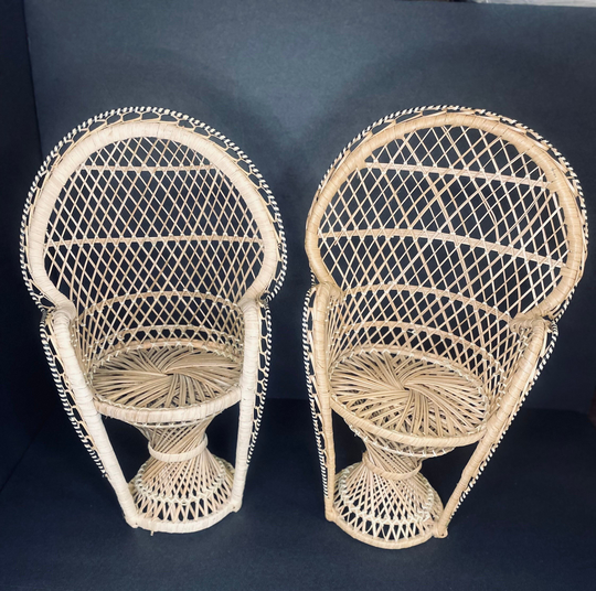 Mini Wicker Peacock Chair Plant Stands
