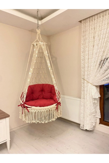 Macrame Hammock Chair, Round Swing, Hanging Cotton Swing Chair