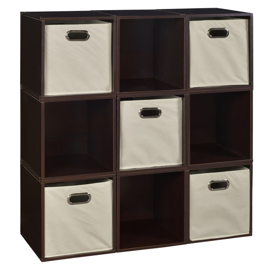 Noble Connect Storage Set - 9 Cubes and 5 Canvas Bins- Truffle/Natural