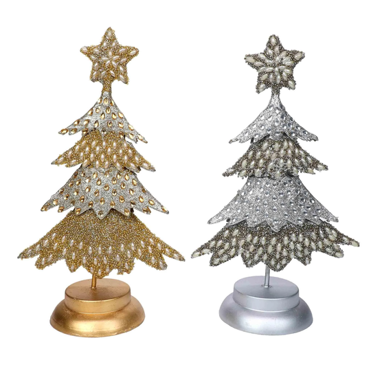 Whoville Christmas Trees Table Decor - Gold & White Silver Top Decoration Creative Decor- Farmhouse