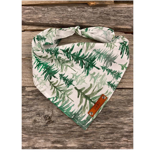 Bandana Dog, Rustic Forest Trees, Dog Bandana, Traditional Tie, Personalized Leather Name Tag Bandanna, Scarf, Pet Accessories