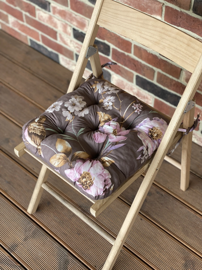 Quilted Chair Cushions/Floral Seat Tie Square Cushion Outdoor Cushion/ Purple Cushions