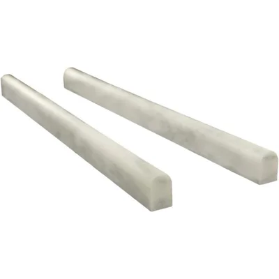 12" x 5" Polished Marble Pencil Liner Tile Trim in White