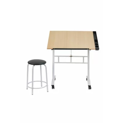 2 Piece Wood Drafting Table Set