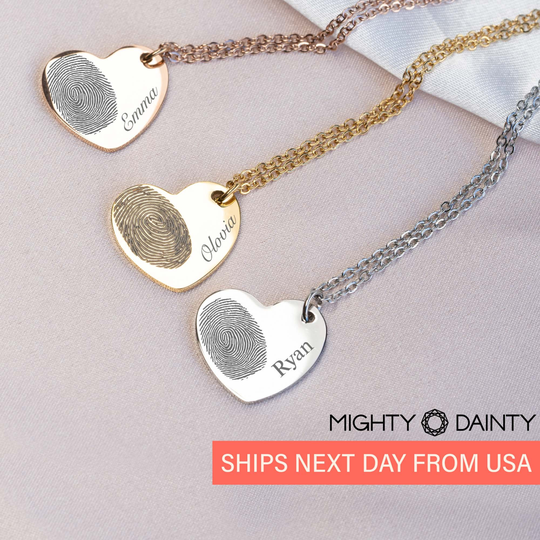 Valentine Gifts Fingerprint Necklace Thumb Print Heart Necklace | Memorial Jewelry Customized