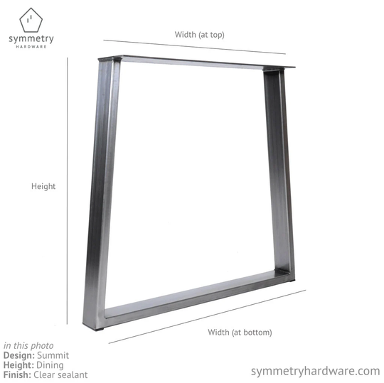 The "Summit' Custom Metal Table Leg - Dining Height/Bar Height/Coffee Height Trapezoid Shaped Sold Individually Qty 1 Leg