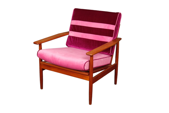 Vintage Danish Mid Century Modern Teak Arm Chairs Two Available