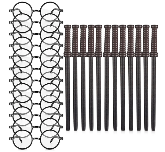 Wand & Glasses, 24 Pcs. Wizard Party Supplies, Decor, Magic Pencils, Combo Pack For