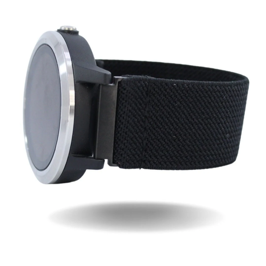 Elastic Watch Band For Garmin Vivoactive 3 & Music - Fits Vivo Active With 20mm Adapters Solid Black Noir Dark Formal Gift