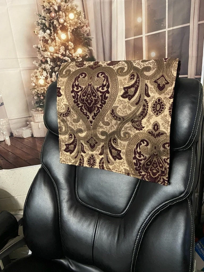 14x30" Wine Monte Cristo Damask Chenille Sofa, Loveseat, Chaise, Theater Seat, Rv, Chair, Headrest Pad, Recliner Head Cover, Protector