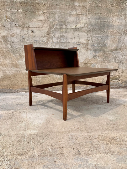 Vintage Mid Mod Walnut Tier End Table