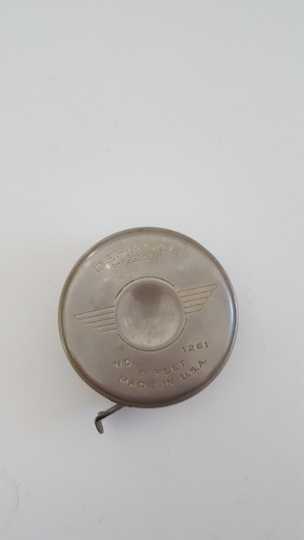Stanley Defiance Steel Tape Measure, Nice Condition, Wings, Model 1261, Push/Pull Rule 1940's
