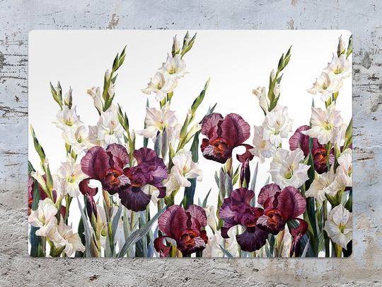 Floral Horizontal Chair Mat, Purple Protective White Splat Plants Vinyl Floor Office Decor, Decorative Comfort Mat