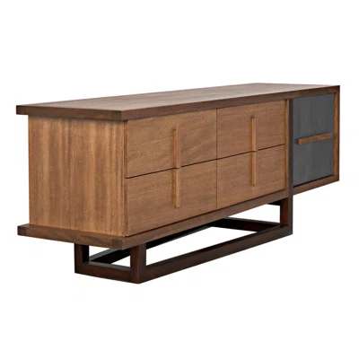 William 84" Wide 4 Drawer Walnut Solid Wood Sideboard