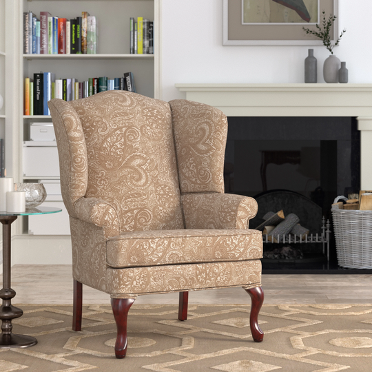Elaina Paisley Wingback Queen Anne Accent Chair by Greyson Living