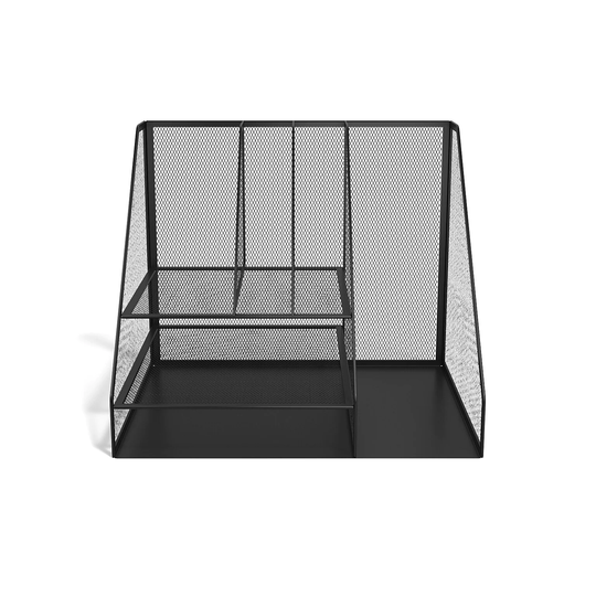 TRU RED 8-Compartment Matte Black Wire Mesh Desk Organizer - 13.97" x 12" x 12"