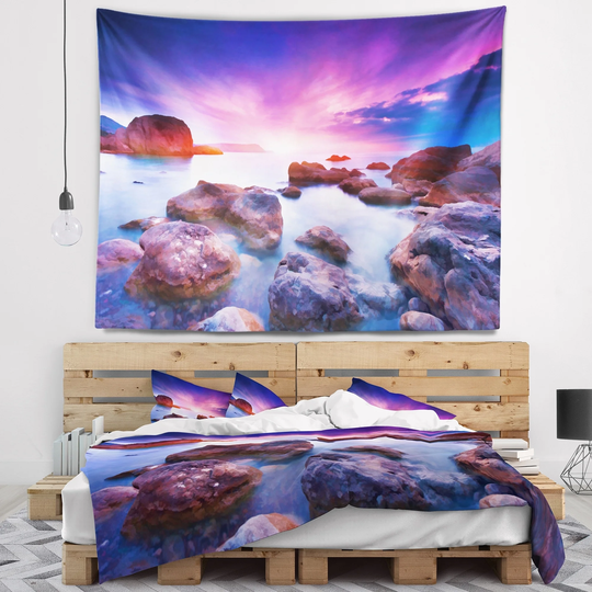 Designart 'Colorful Summer Sea' Seascape Wall Tapestry