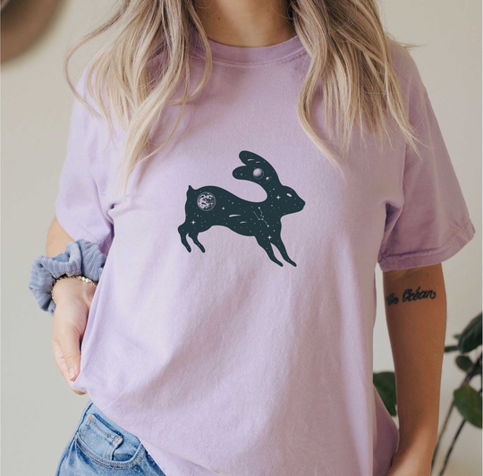 Comfort Colors Celestial Rabbit Shirt, Bunny Top, T-Shirt, Comfy Oversized Boho