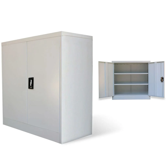 vidaXL Office Cabinet with 2 Doors Gray 35.4" Steel - 35.4" x 15.7" x 35.4"
