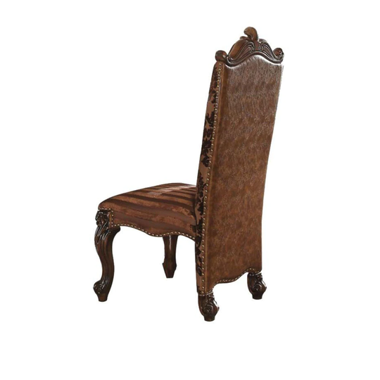 Set of 2 Fabric Dining Chairs in 2-Tone Light Brown
