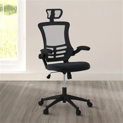 Modern High-Back Mesh Executive Office Chair With Headrest And Flip-Up Arms