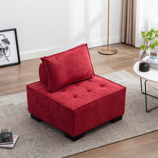 Accent Sofa Couches Living Room Sofa with Solid Wood Legs Rose Red