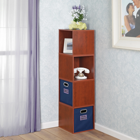 Noble Connect Storage Set - 4 Cubes and 2 Canvas Bins- Warm Cherry/Blue