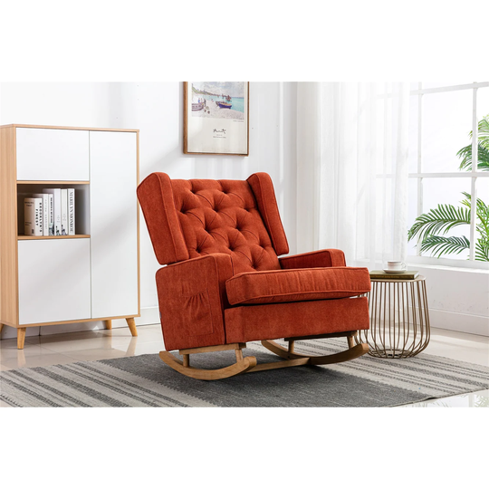Living Room Comfortable Rocking Chair Accent Chair, Orange