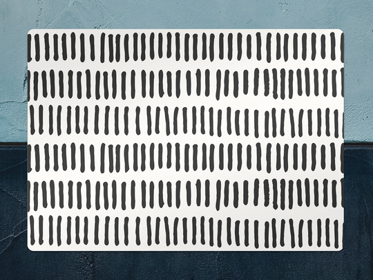 Abstract Lines Chair Mat, Black Protective White Splat Vinyl Floor Pvc Office Room Rug, Comfort Mat