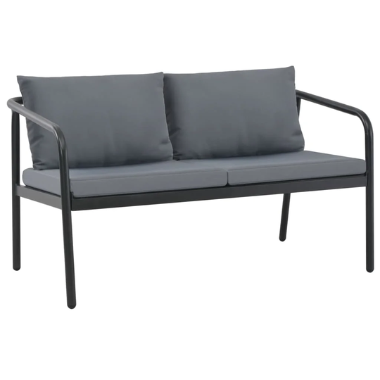 2 Seater Garden Sofa with Cushions Gray Aluminium
