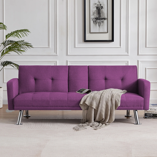 Modern Design Convertible Durably Crafted Foam Folding Sofa Bed with Armrest , Fabric Sleeper Sofa Couch for Living Room