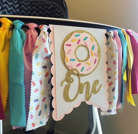 Donut Grow Up High Chair Banner, First Birthday, Birthday Party
