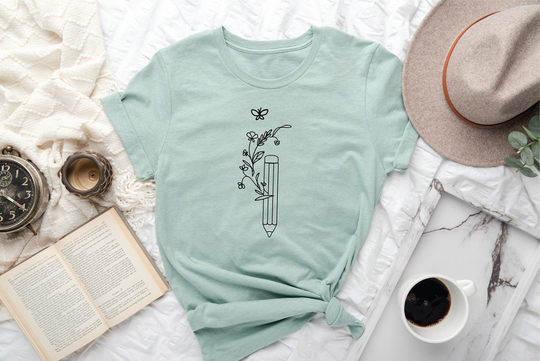 Back To School Shirt, Gift For Teachers, Students, New Students Floral Pen Pencil Writer Love Write